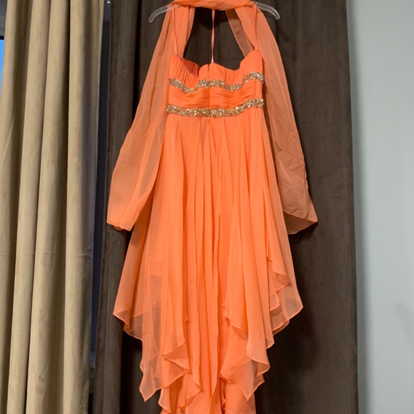 Rianna Couture Dress. Scarf and spaghetti straps - Size 6 - Picture 4 of 4